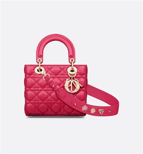 Kleine Lady Dior Tasche Cannage Samt in Rosa 